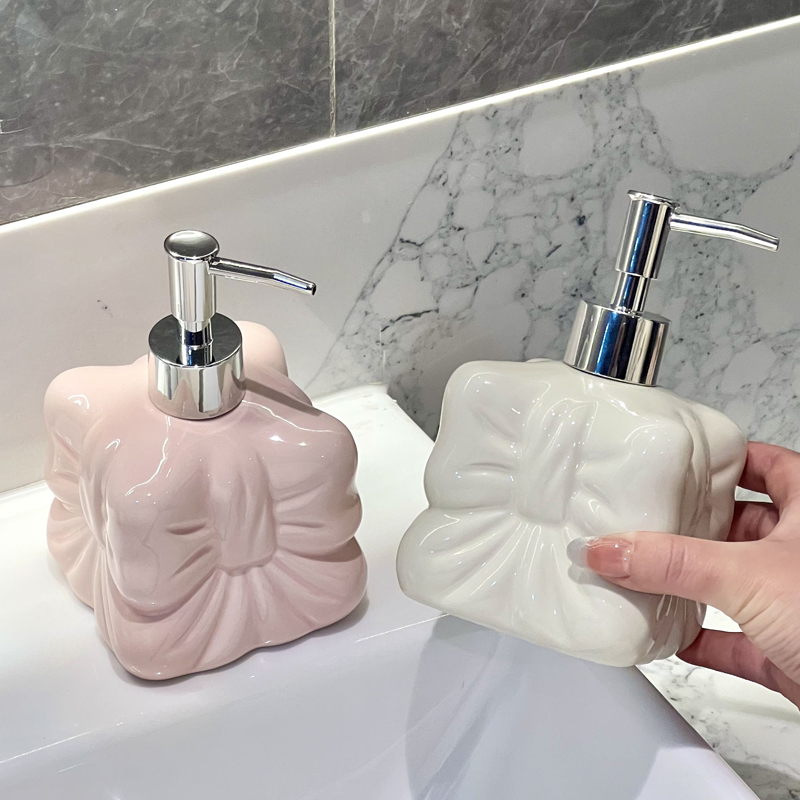 Soap Making Box - Niedliche Bogenpresse, getrennte Keramikflasche, bogenförmiger Flüssigseifenspender,