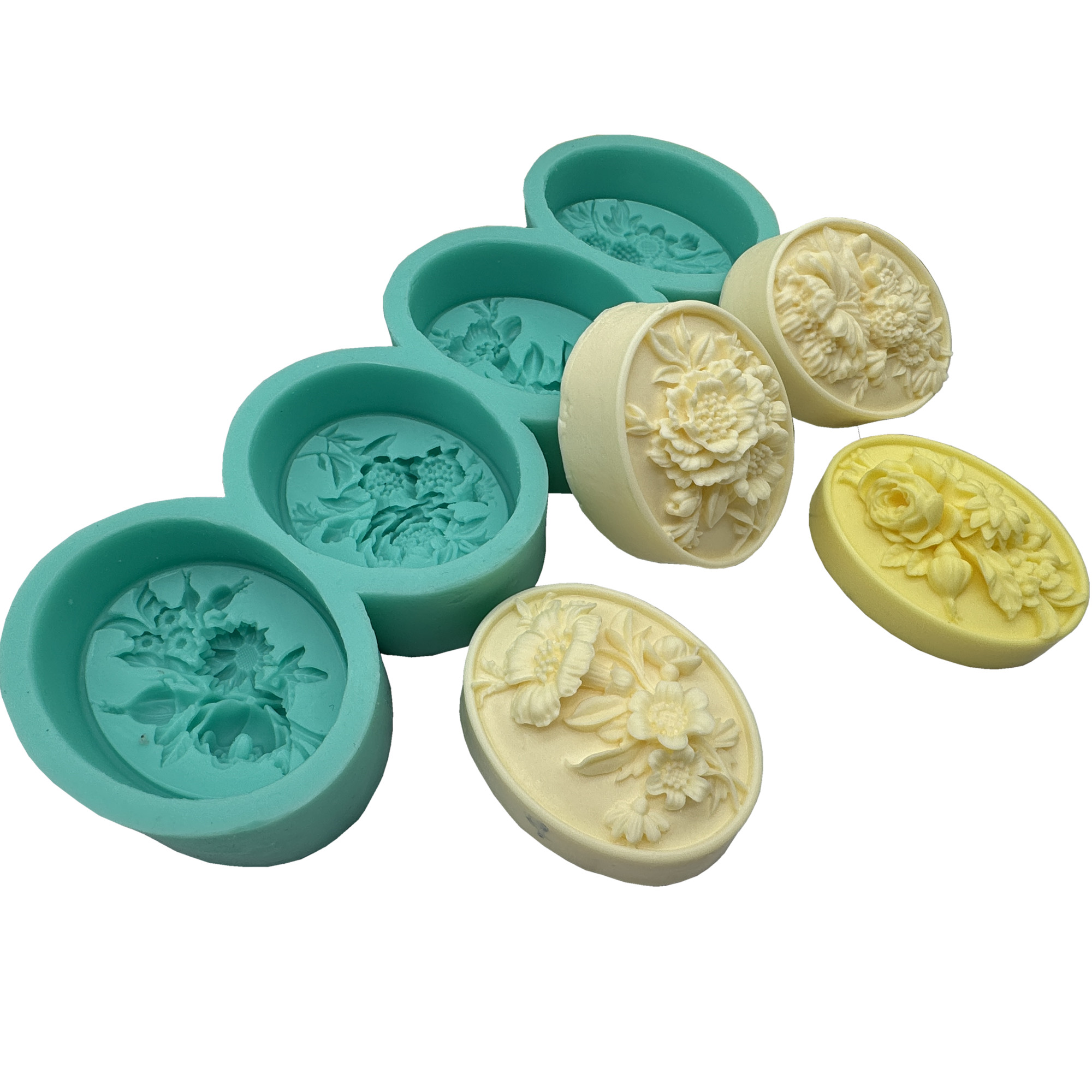 Soap Making Box - 4 Mulden Oval Blume 3D Seife