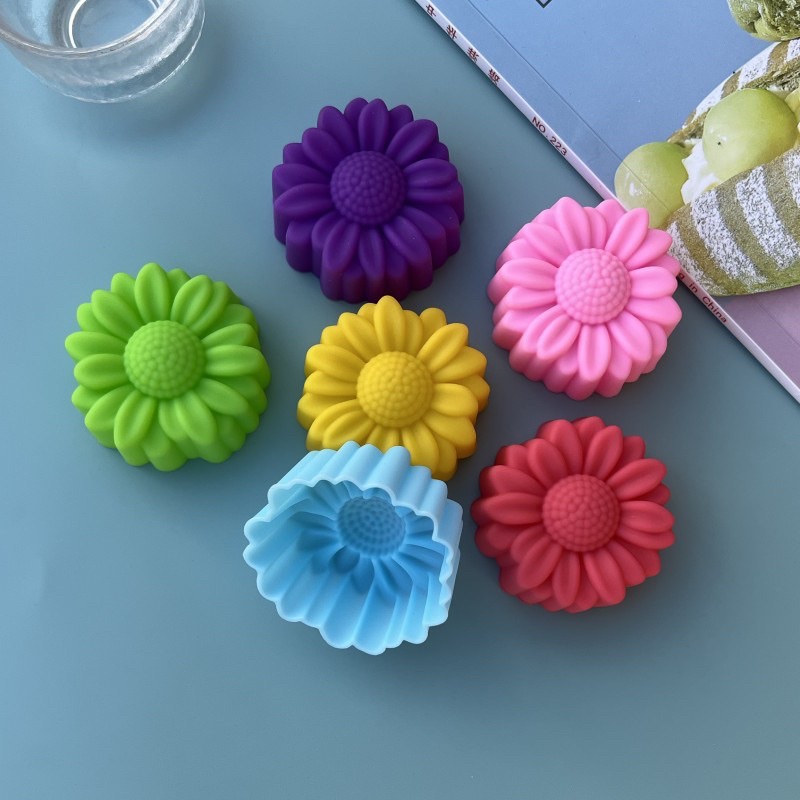 Melt Pour Soap Base - 6-teiliges Set Antihaft-Silikonformen mit Blumenmuster für